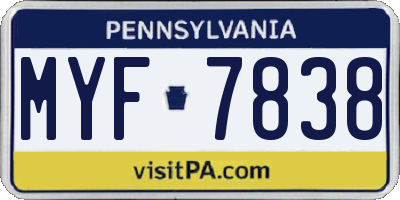 PA license plate MYF7838