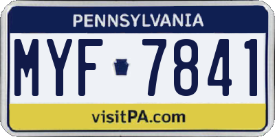 PA license plate MYF7841