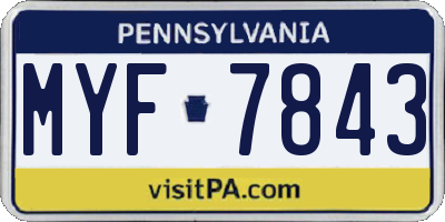 PA license plate MYF7843