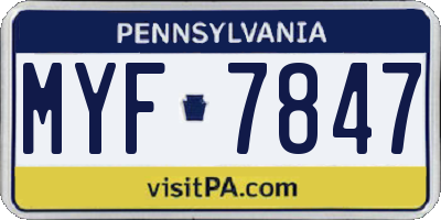 PA license plate MYF7847