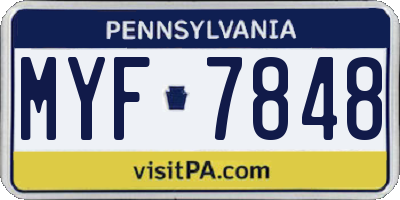 PA license plate MYF7848