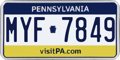 PA license plate MYF7849