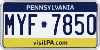 PA license plate MYF7850