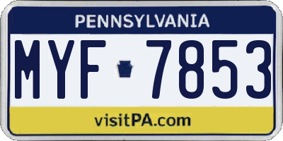 PA license plate MYF7853