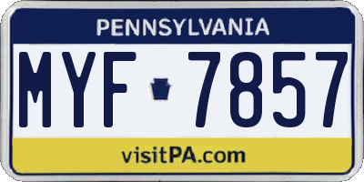 PA license plate MYF7857
