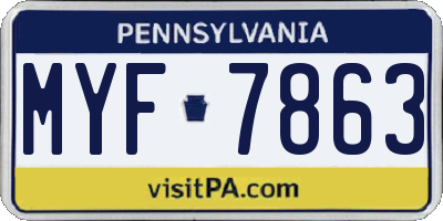 PA license plate MYF7863