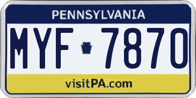 PA license plate MYF7870