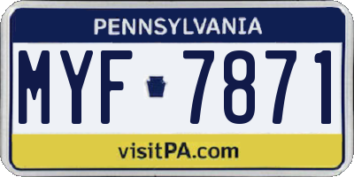 PA license plate MYF7871