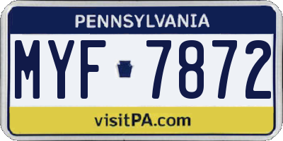 PA license plate MYF7872