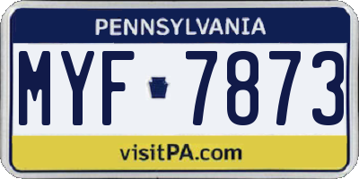 PA license plate MYF7873