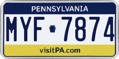 PA license plate MYF7874