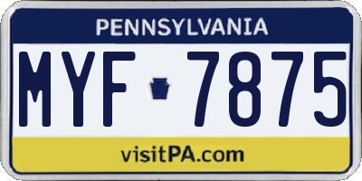 PA license plate MYF7875