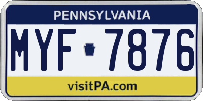 PA license plate MYF7876