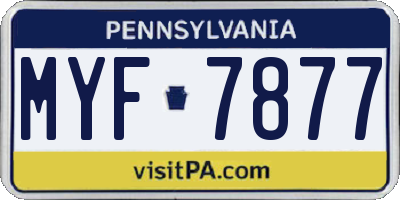 PA license plate MYF7877