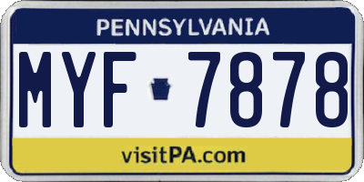PA license plate MYF7878