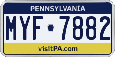 PA license plate MYF7882