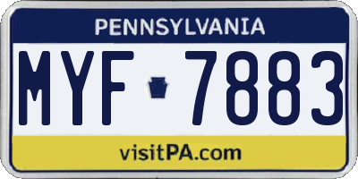PA license plate MYF7883