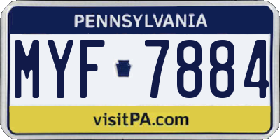 PA license plate MYF7884