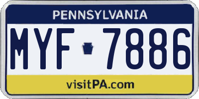 PA license plate MYF7886