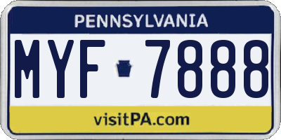 PA license plate MYF7888