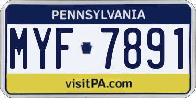PA license plate MYF7891