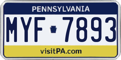 PA license plate MYF7893
