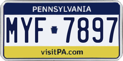 PA license plate MYF7897
