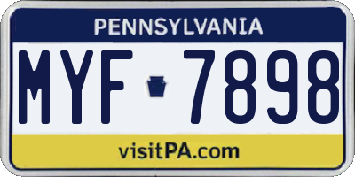 PA license plate MYF7898