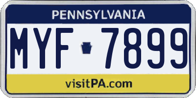 PA license plate MYF7899