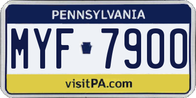 PA license plate MYF7900