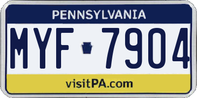 PA license plate MYF7904