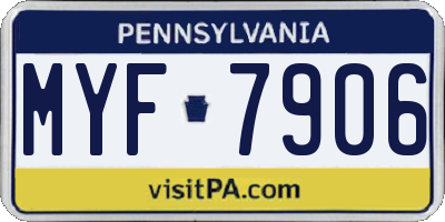 PA license plate MYF7906