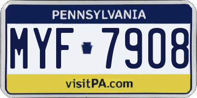 PA license plate MYF7908