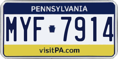 PA license plate MYF7914