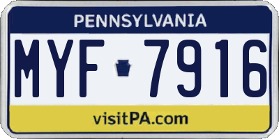 PA license plate MYF7916