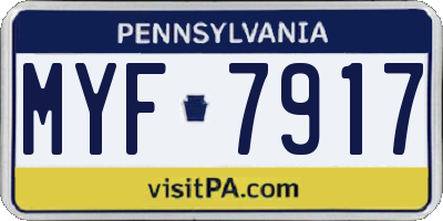 PA license plate MYF7917