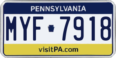 PA license plate MYF7918