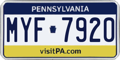 PA license plate MYF7920