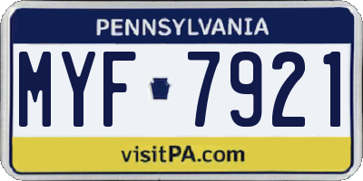 PA license plate MYF7921