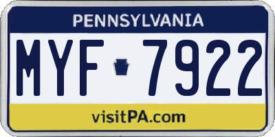 PA license plate MYF7922