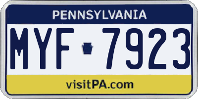 PA license plate MYF7923