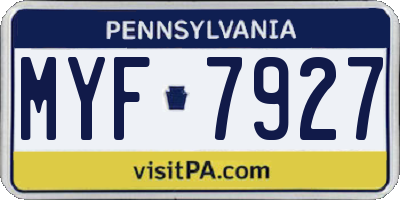 PA license plate MYF7927