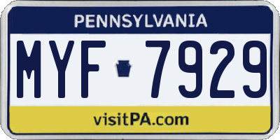 PA license plate MYF7929