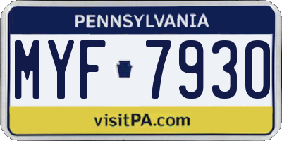 PA license plate MYF7930