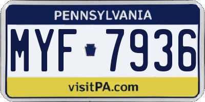 PA license plate MYF7936