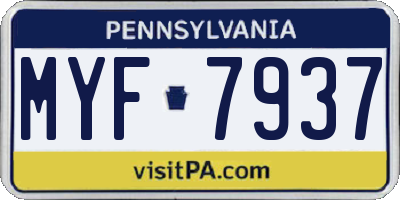 PA license plate MYF7937