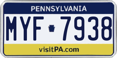 PA license plate MYF7938