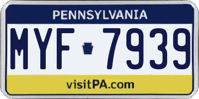 PA license plate MYF7939