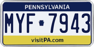PA license plate MYF7943