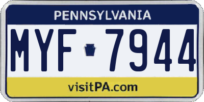 PA license plate MYF7944